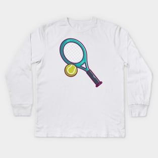 Tennis ball with racket cartoon Kids Long Sleeve T-Shirt